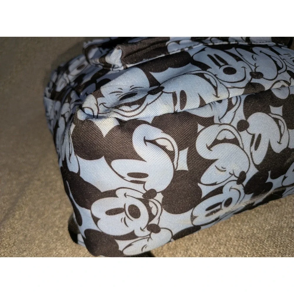 Disney Mickey Mouse All Over Print Backpack Light Blue Black Canvas Bag